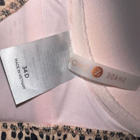 Shade & Shore Light Lift V-Wire Ribbed Bikini Top Animal Print Women's 34D - Picture 9 of 12